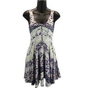 Free People Womens Sz XS Fit and Flare Flirty Floral Knit Tank Dress